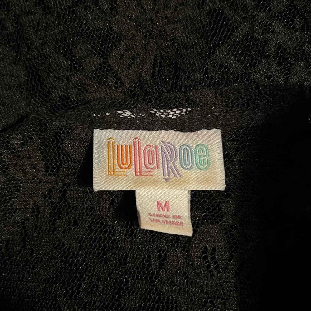 LulaRoe black lacy Joy long vest size medium - Picture 2 of 4